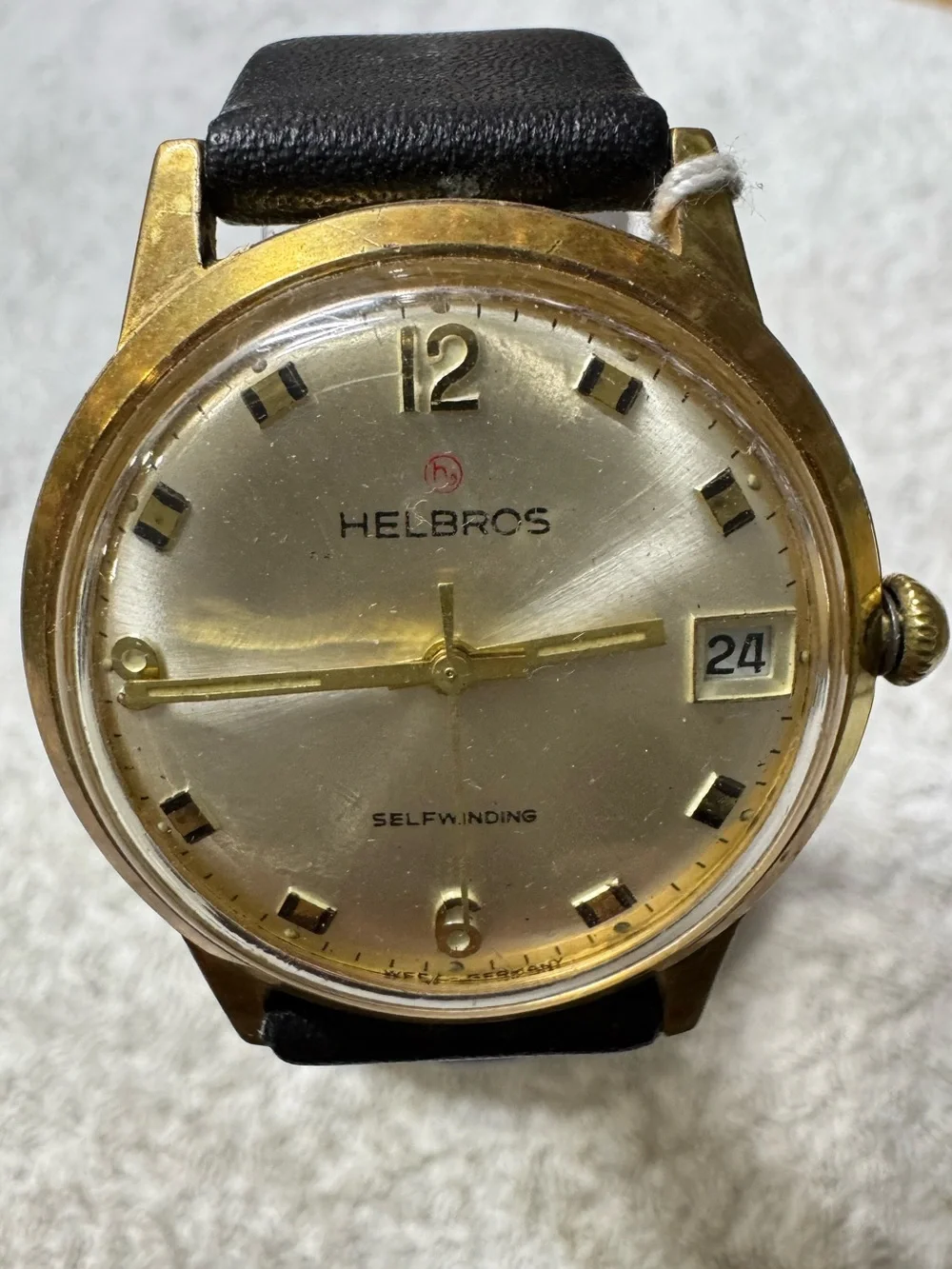 Helbros Gold-Tone Men's Watch with Black Strap - Date Display